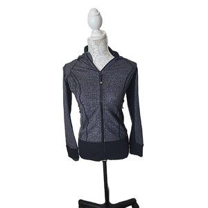 Lululemon Hooded Daily Practice Jacket 6 Heathered Herringbone Zip Pockets